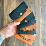 Load image into Gallery viewer, Snap Wallet - Navy Cognac Brogue
