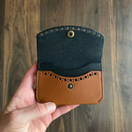 Load image into Gallery viewer, Snap Wallet - Navy Cognac Brogue
