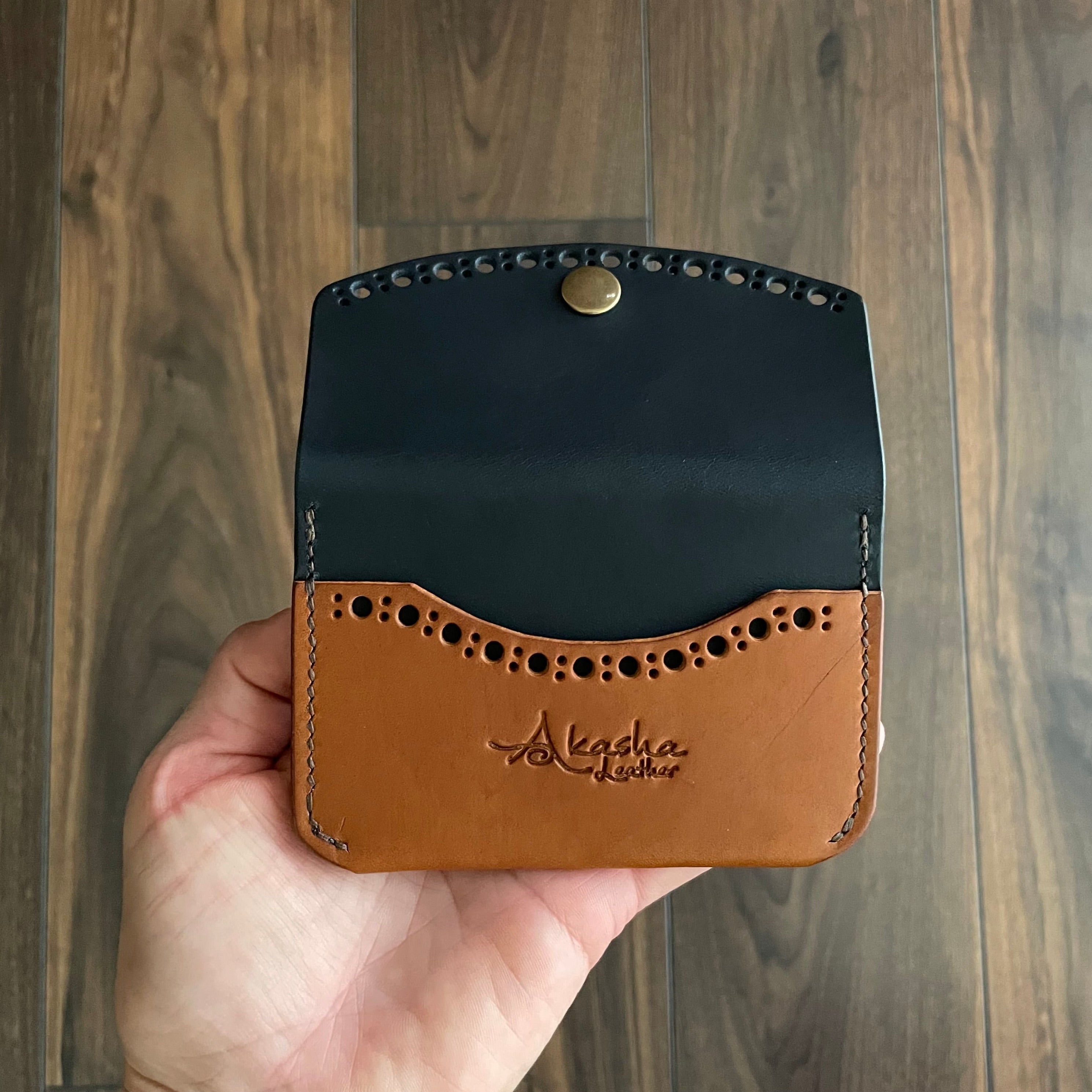 Snap Wallet - Navy Cognac Brogue