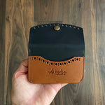 Load image into Gallery viewer, Snap Wallet - Navy Cognac Brogue
