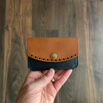 Load image into Gallery viewer, Snap Wallet - Cognac Navy Brogue
