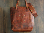 Load image into Gallery viewer, Starburst Tote - Cognac w/ Crossbody Strap

