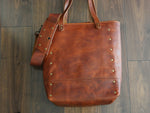 Load image into Gallery viewer, Starburst Tote - Cognac w/ Crossbody Strap
