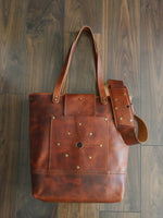 Load image into Gallery viewer, Starburst Tote - Cognac w/ Crossbody Strap
